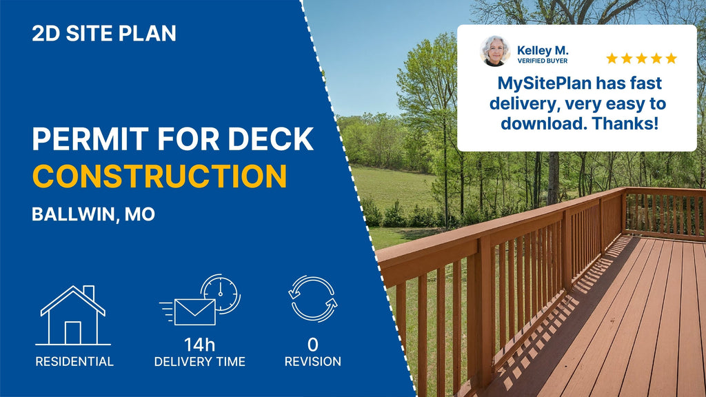 Medium Site Plan For A Deck Construction Permit in Missouri