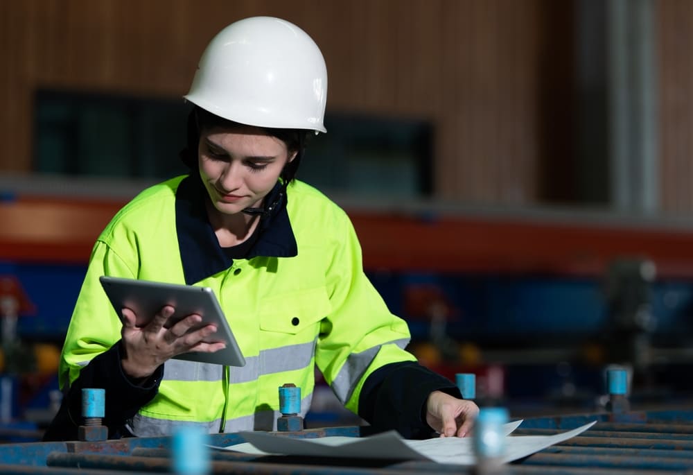     Engineer looking at a tablet 